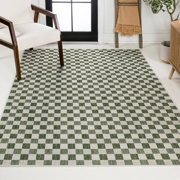 Aimee Traditional Cottage Checkerboard Indoor/Outdoor Area Rug